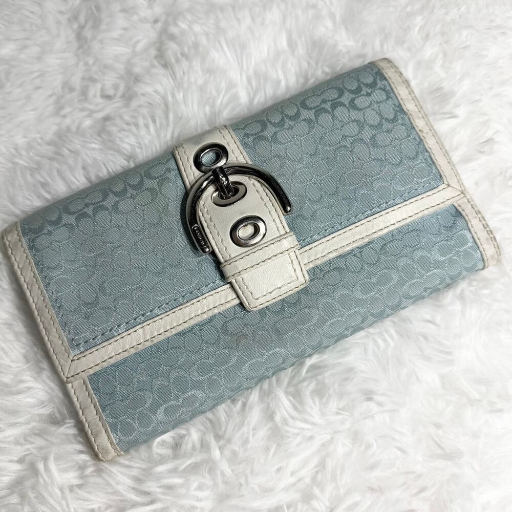 y2k Coach Blue White Soho Canvas Signature Wallet